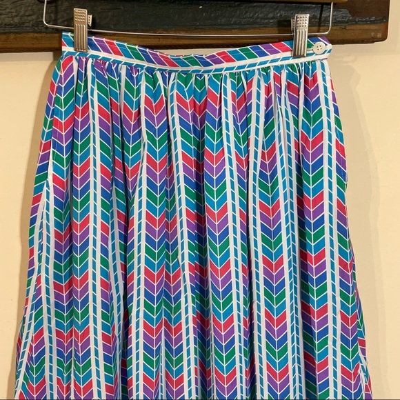 Vintage Evan Picone Multicolour Chevron Pattern Pleated Skirt Size 8 - Picture 7 of 14